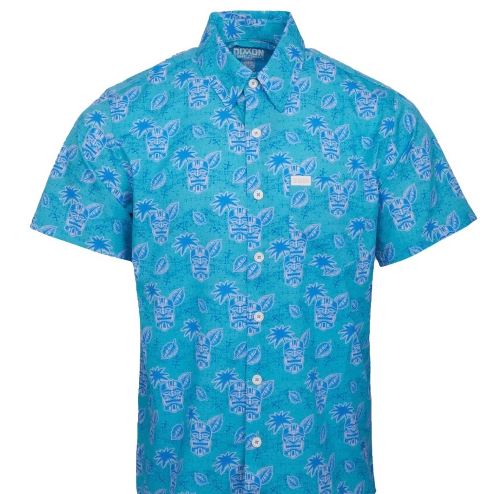 🛠️ DIXXON 🛠️ 💙 Tiki Totem Blue Button Down Shirt 3 XL